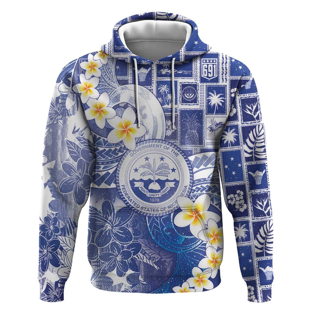 Federated States Of Micronesia Christmas Hoodie Retro Style Bright Version LT05 Pullover Hoodie Blue - Polynesian Pride
