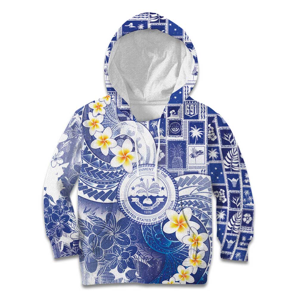 Federated States Of Micronesia Christmas Kid Hoodie Retro Style Bright Version LT05 Hoodie Blue - Polynesian Pride
