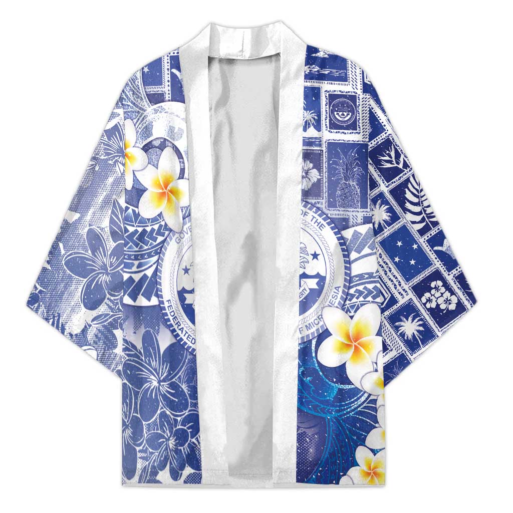 Federated States Of Micronesia Christmas Kimono Retro Style Bright Version LT05 Unisex Blue - Polynesian Pride