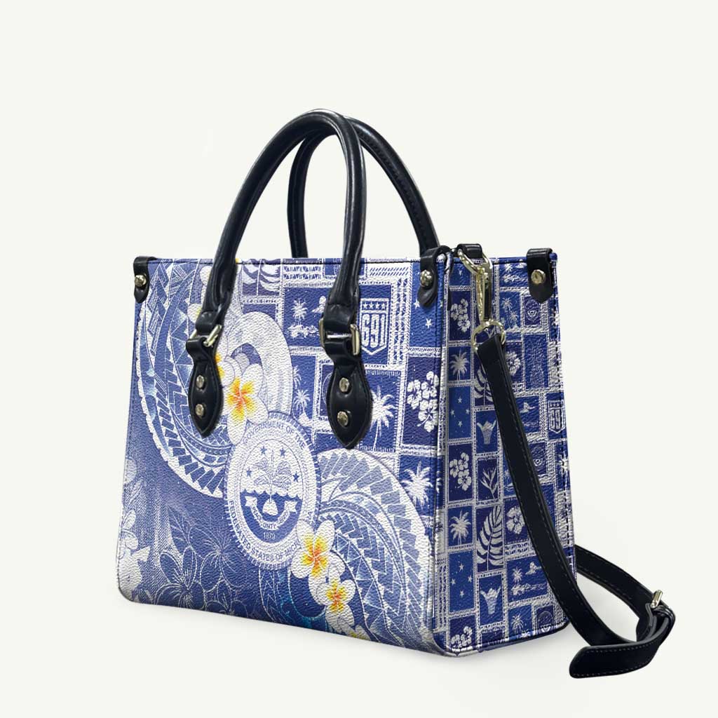 Federated States Of Micronesia Christmas Leather Bag Retro Style Bright Version LT05 Blue - Polynesian Pride