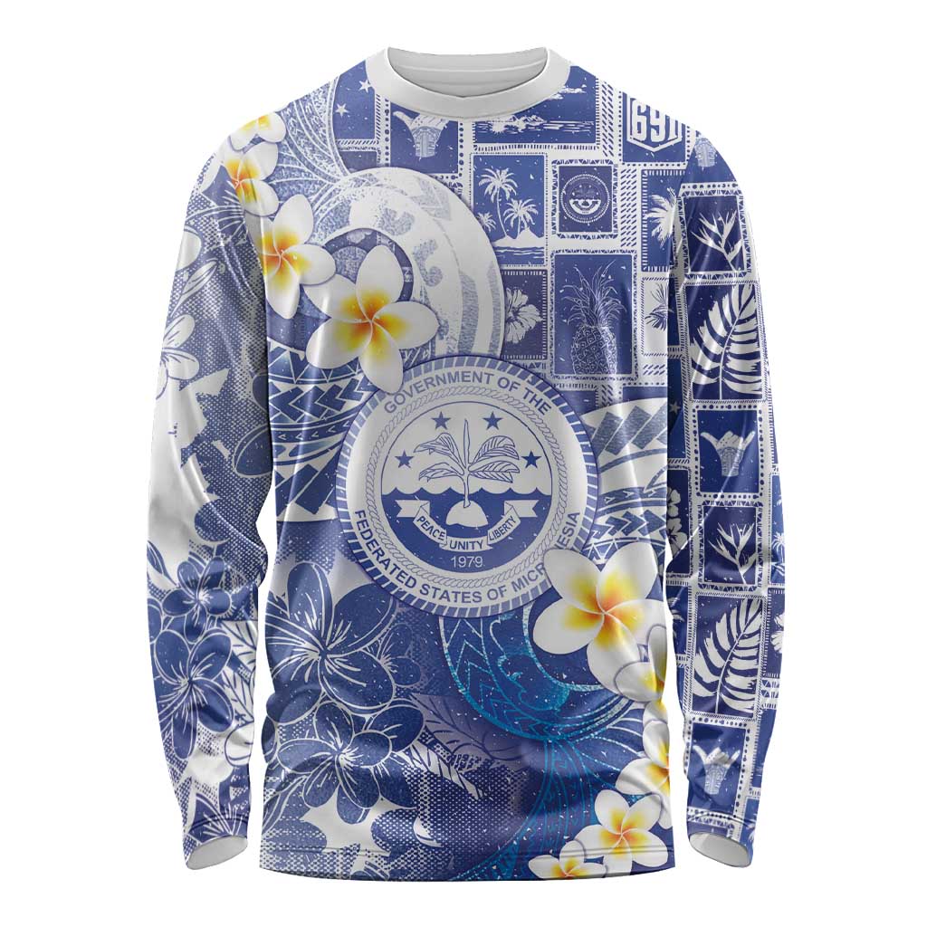 Federated States Of Micronesia Christmas Long Sleeve Shirt Retro Style Bright Version LT05 Unisex Blue - Polynesian Pride