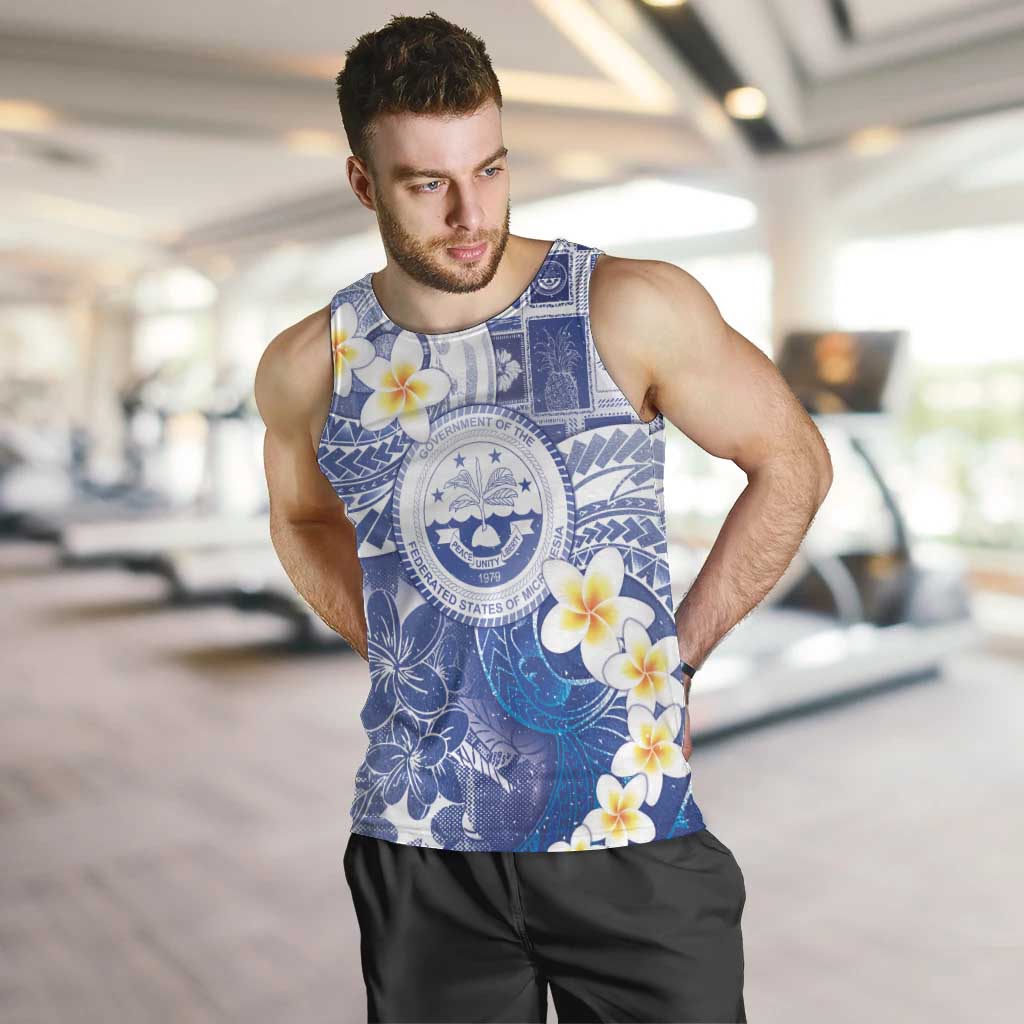 Federated States Of Micronesia Christmas Men Tank Top Retro Style Bright Version LT05 Blue - Polynesian Pride