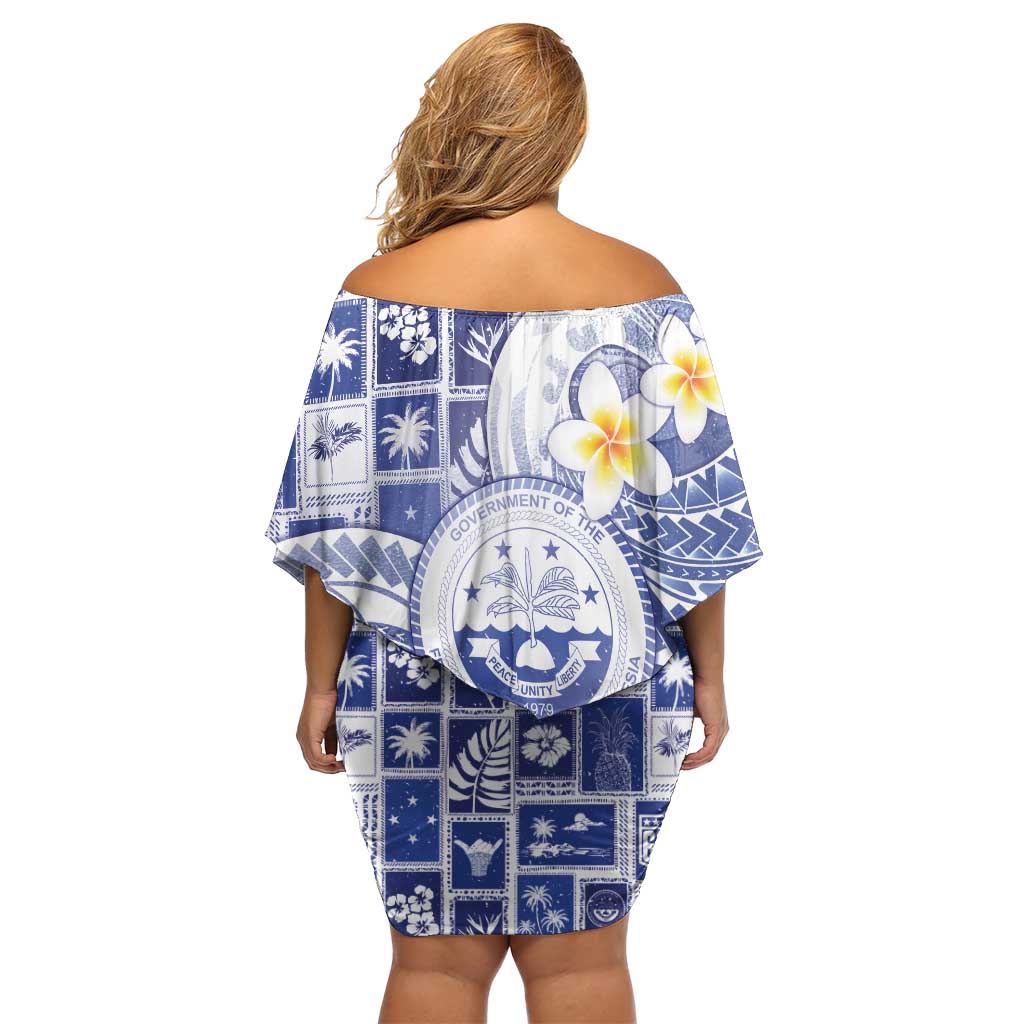 Federated States Of Micronesia Christmas Off Shoulder Short Dress Retro Style Bright Version LT05 - Polynesian Pride
