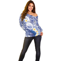 Federated States Of Micronesia Christmas Off Shoulder Sweater Retro Style Bright Version LT05 - Polynesian Pride