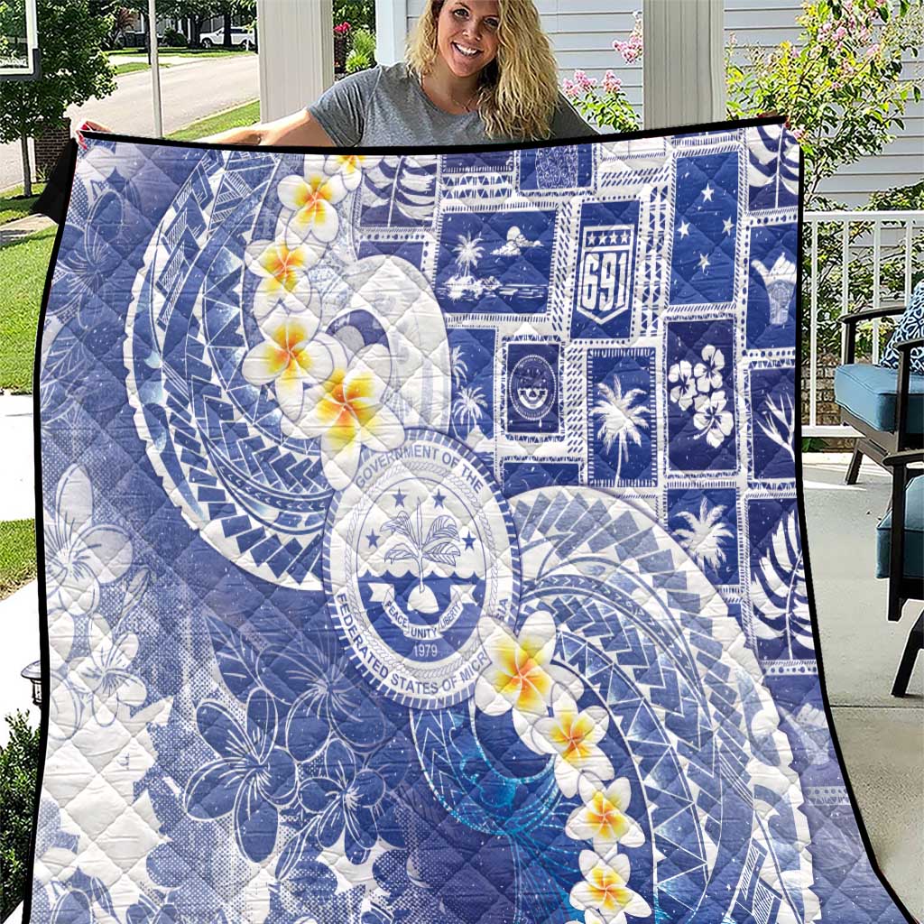 Federated States Of Micronesia Christmas Quilt Retro Style Bright Version LT05 Blue - Polynesian Pride