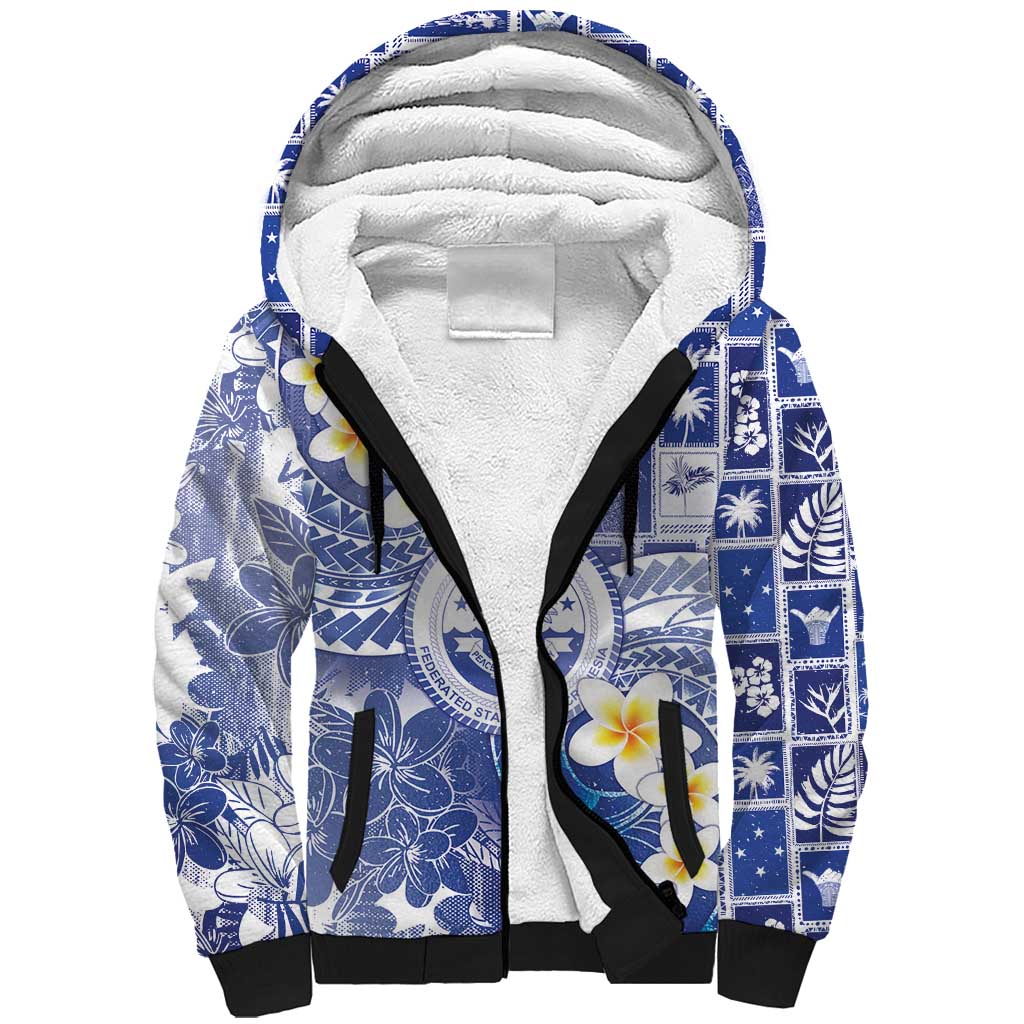 Federated States Of Micronesia Christmas Sherpa Hoodie Retro Style Bright Version LT05 Unisex Blue - Polynesian Pride