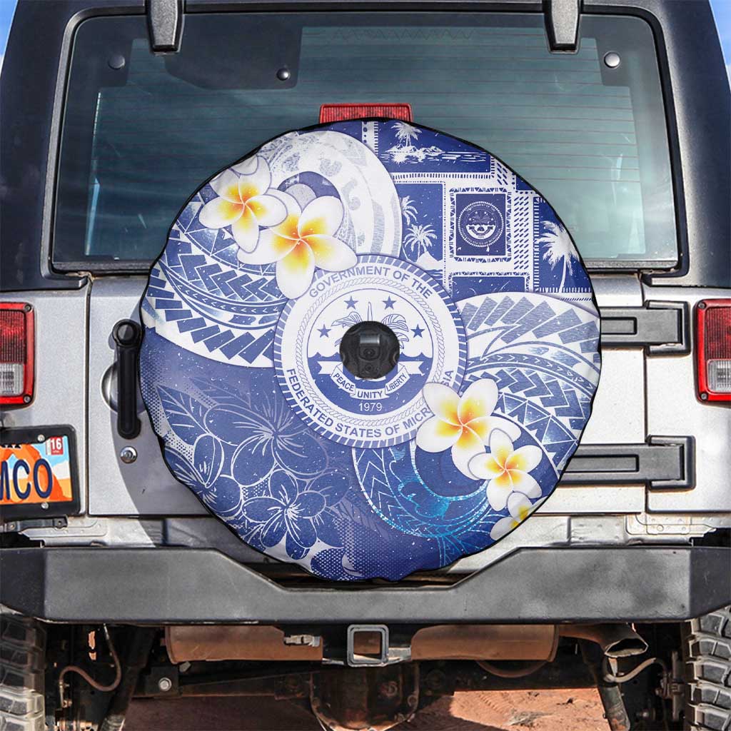 Federated States Of Micronesia Christmas Spare Tire Cover Retro Style Bright Version LT05 Blue - Polynesian Pride