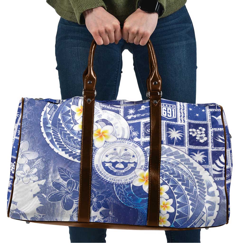 Federated States Of Micronesia Christmas Travel Bag Retro Style Bright Version LT05 Blue - Polynesian Pride