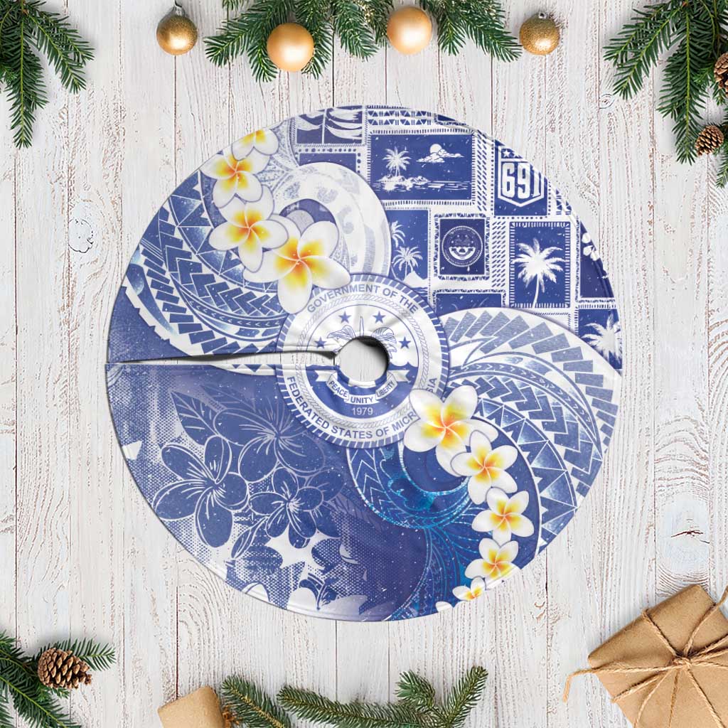 Federated States Of Micronesia Christmas Tree Skirt Retro Style Bright Version LT05 Casual Blue - Polynesian Pride