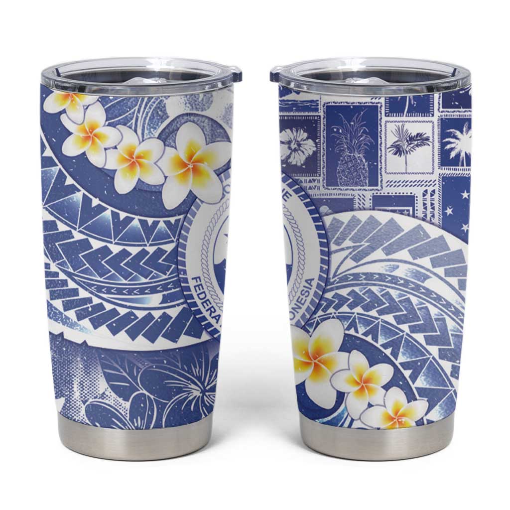 Federated States Of Micronesia Christmas Tumbler Cup Retro Style Bright Version LT05 Blue - Polynesian Pride