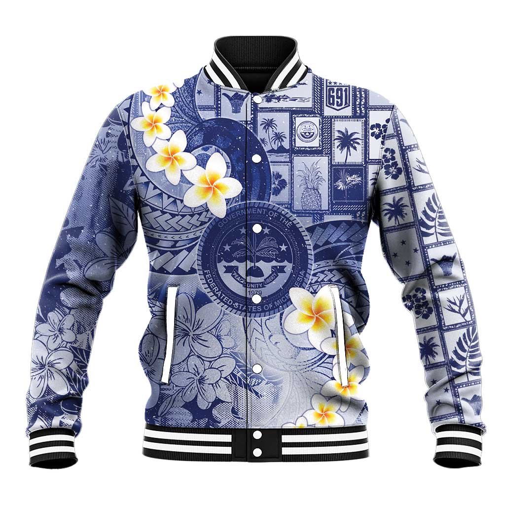 Federated States Of Micronesia Christmas Baseball Jacket Retro Style Dark Version LT05 Unisex Navy - Polynesian Pride