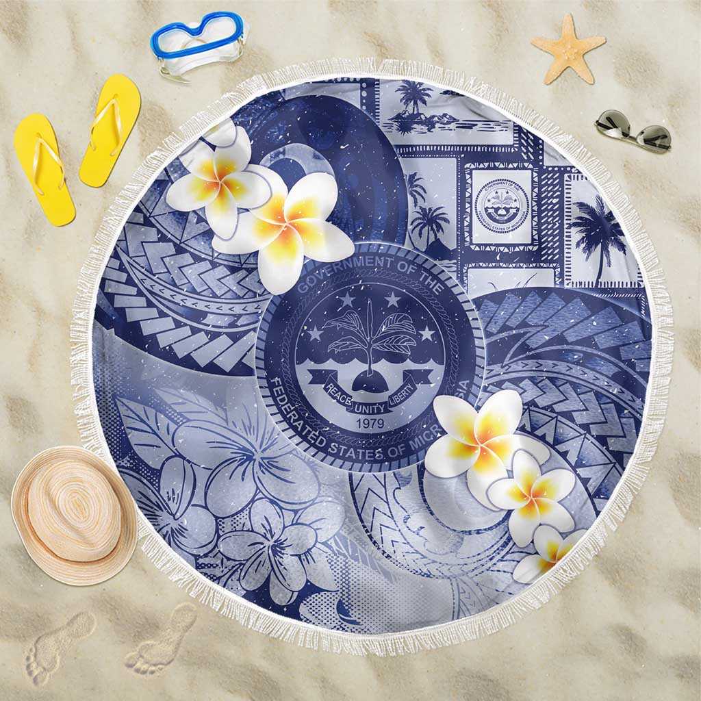 Federated States Of Micronesia Christmas Beach Blanket Retro Style Dark Version LT05 One Size 150cm Navy - Polynesian Pride