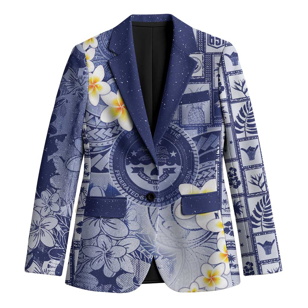 Federated States Of Micronesia Christmas Blazer Retro Style Dark Version LT05 Unisex Navy - Polynesian Pride