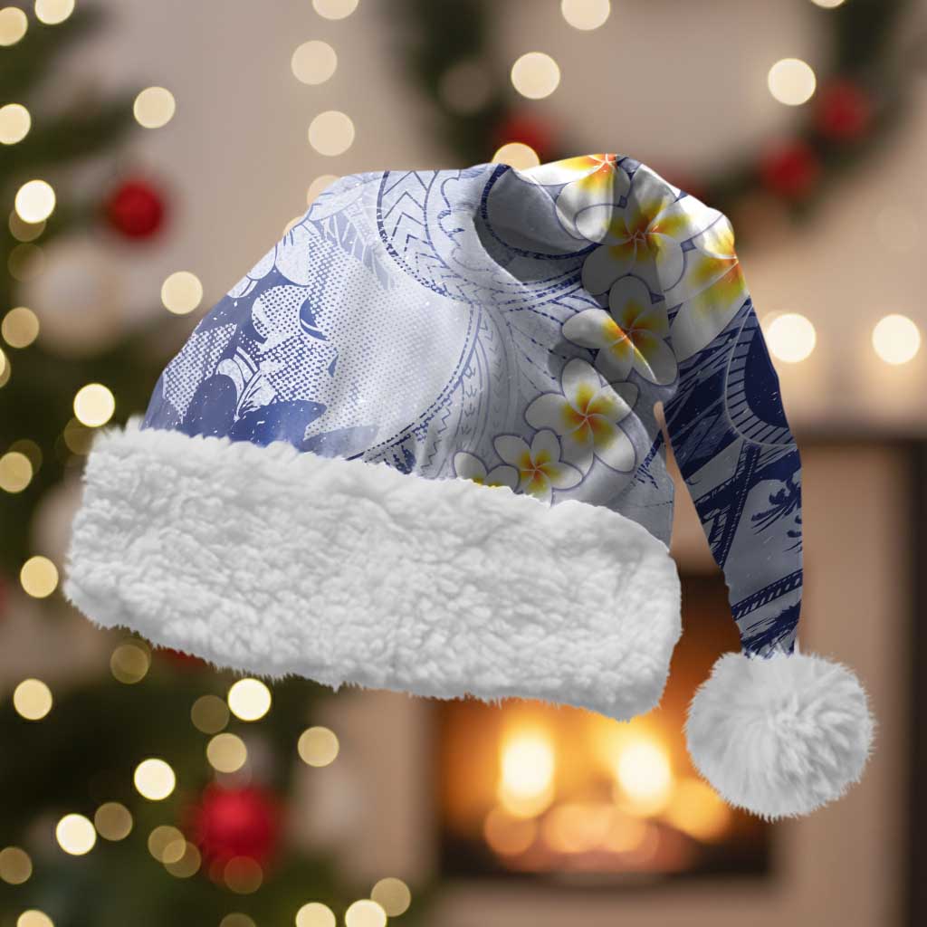 Federated States Of Micronesia Christmas Santa Hat Retro Style Dark Version LT05 With Fur Navy - Polynesian Pride