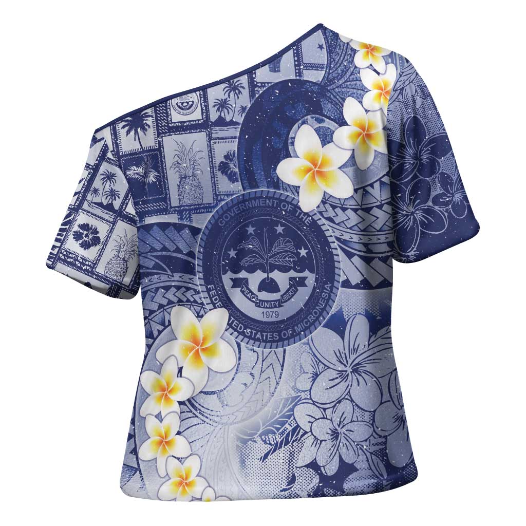 Federated States Of Micronesia Christmas Cross Shoulder Shirt Retro Style Dark Version LT05 - Polynesian Pride