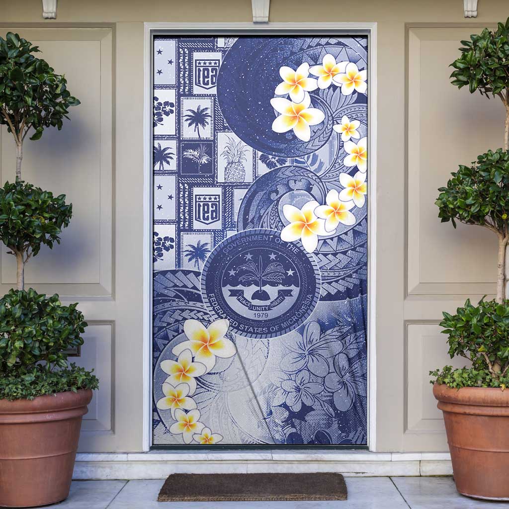 Federated States Of Micronesia Christmas Door Cover Retro Style Dark Version LT05 Navy - Polynesian Pride