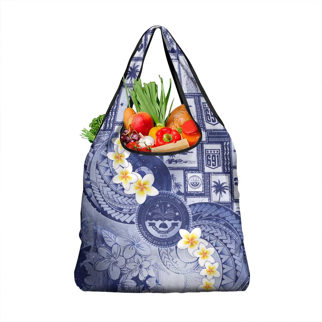 Federated States Of Micronesia Christmas Grocery Bag Retro Style Dark Version LT05 1-pack One Size Navy - Polynesian Pride