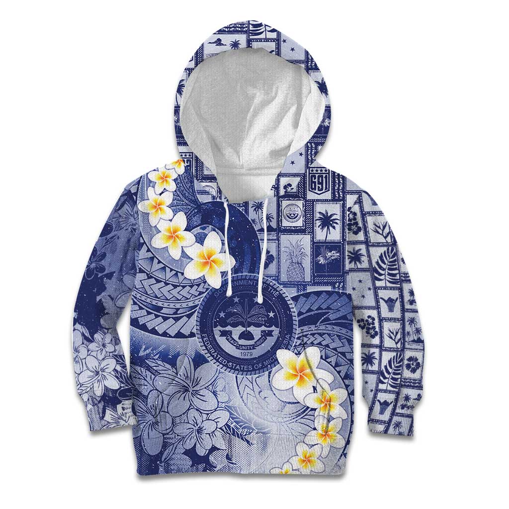 Federated States Of Micronesia Christmas Kid Hoodie Retro Style Dark Version LT05 Hoodie Navy - Polynesian Pride
