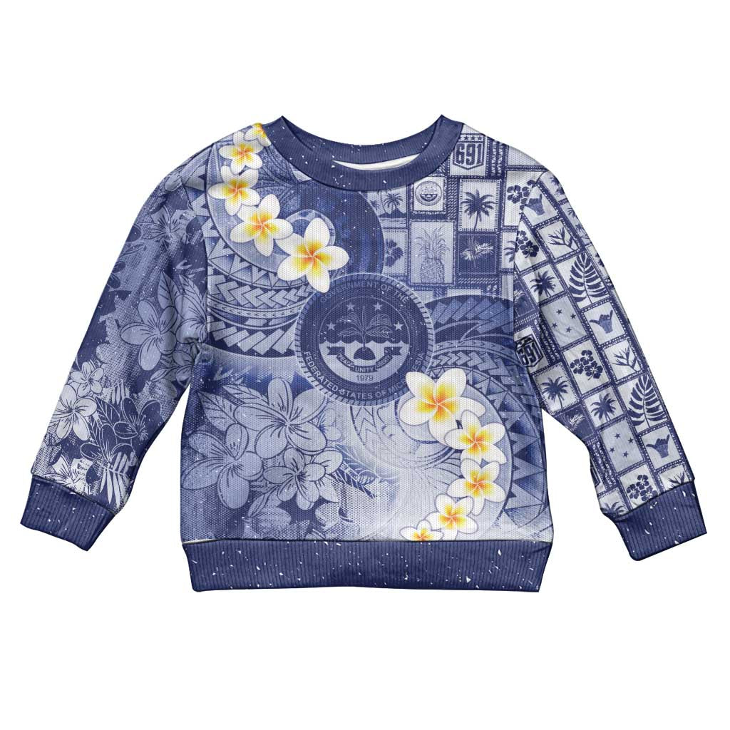 Federated States Of Micronesia Christmas Kid Ugly Christmas Sweater Retro Style Dark Version LT05 Kid Navy - Polynesian Pride