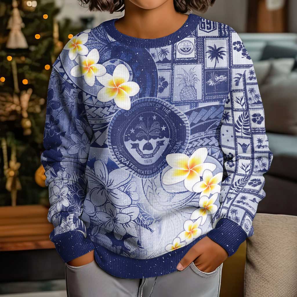Federated States Of Micronesia Christmas Kid Ugly Christmas Sweater Retro Style Dark Version LT05 - Polynesian Pride