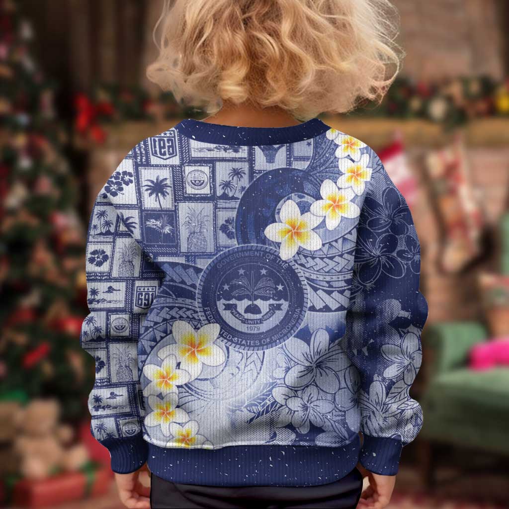 Federated States Of Micronesia Christmas Kid Ugly Christmas Sweater Retro Style Dark Version LT05 - Polynesian Pride