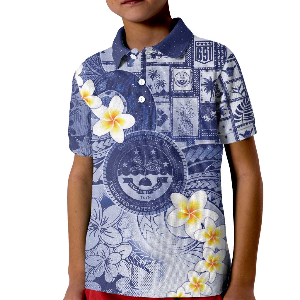 Federated States Of Micronesia Christmas Kid Polo Shirt Retro Style Dark Version LT05 Kid Navy - Polynesian Pride