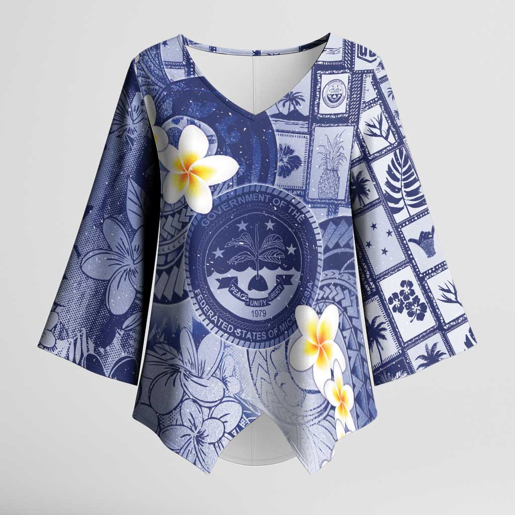 Federated States Of Micronesia Christmas Kimono Sleeve Blouse Retro Style Dark Version LT05 Female Navy - Polynesian Pride