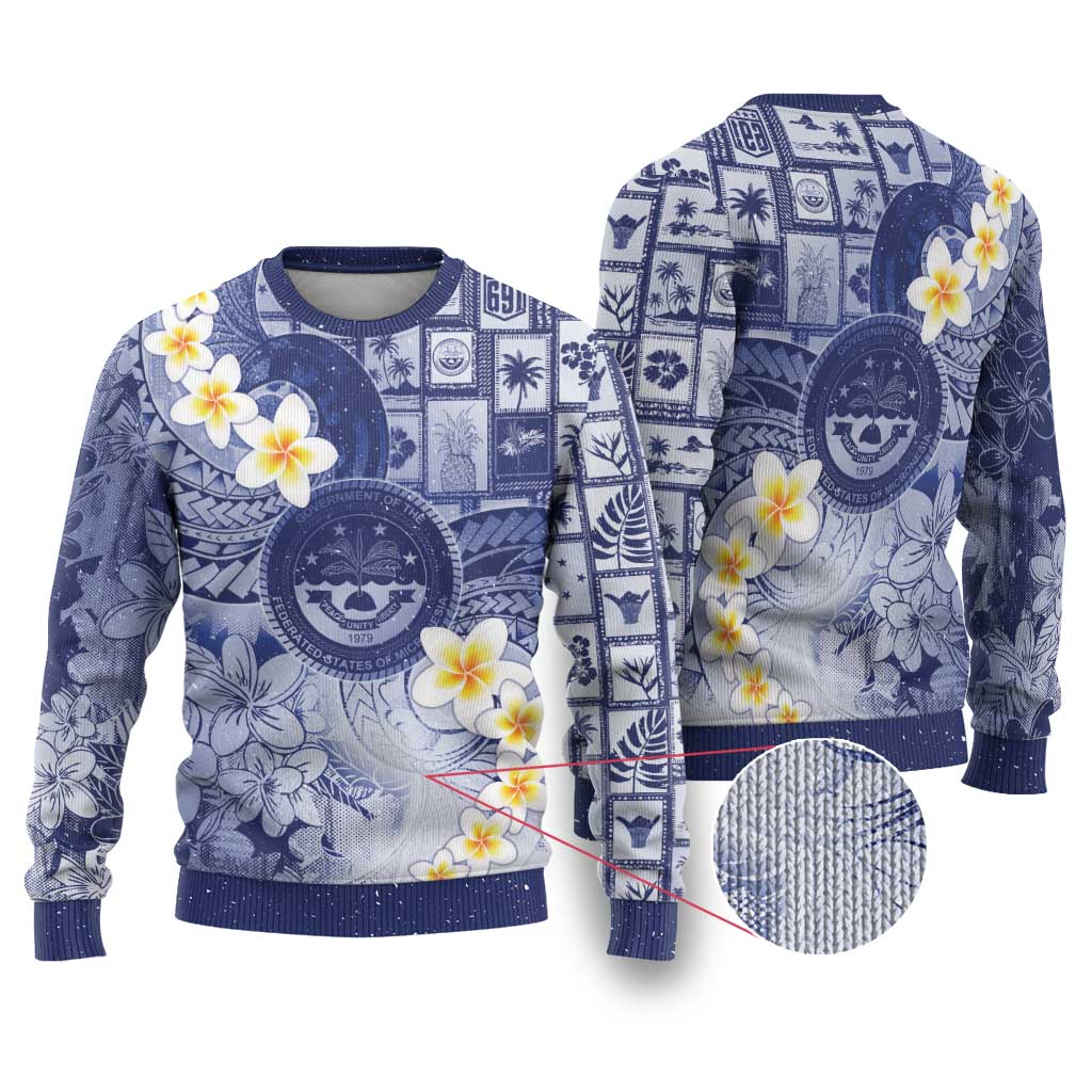 Federated States Of Micronesia Christmas Ugly Christmas Sweater Retro Style Dark Version LT05 Navy - Polynesian Pride