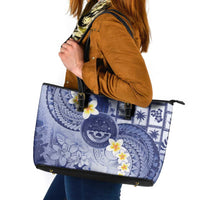Federated States Of Micronesia Christmas Leather Tote Bag Retro Style Dark Version LT05 Navy - Polynesian Pride