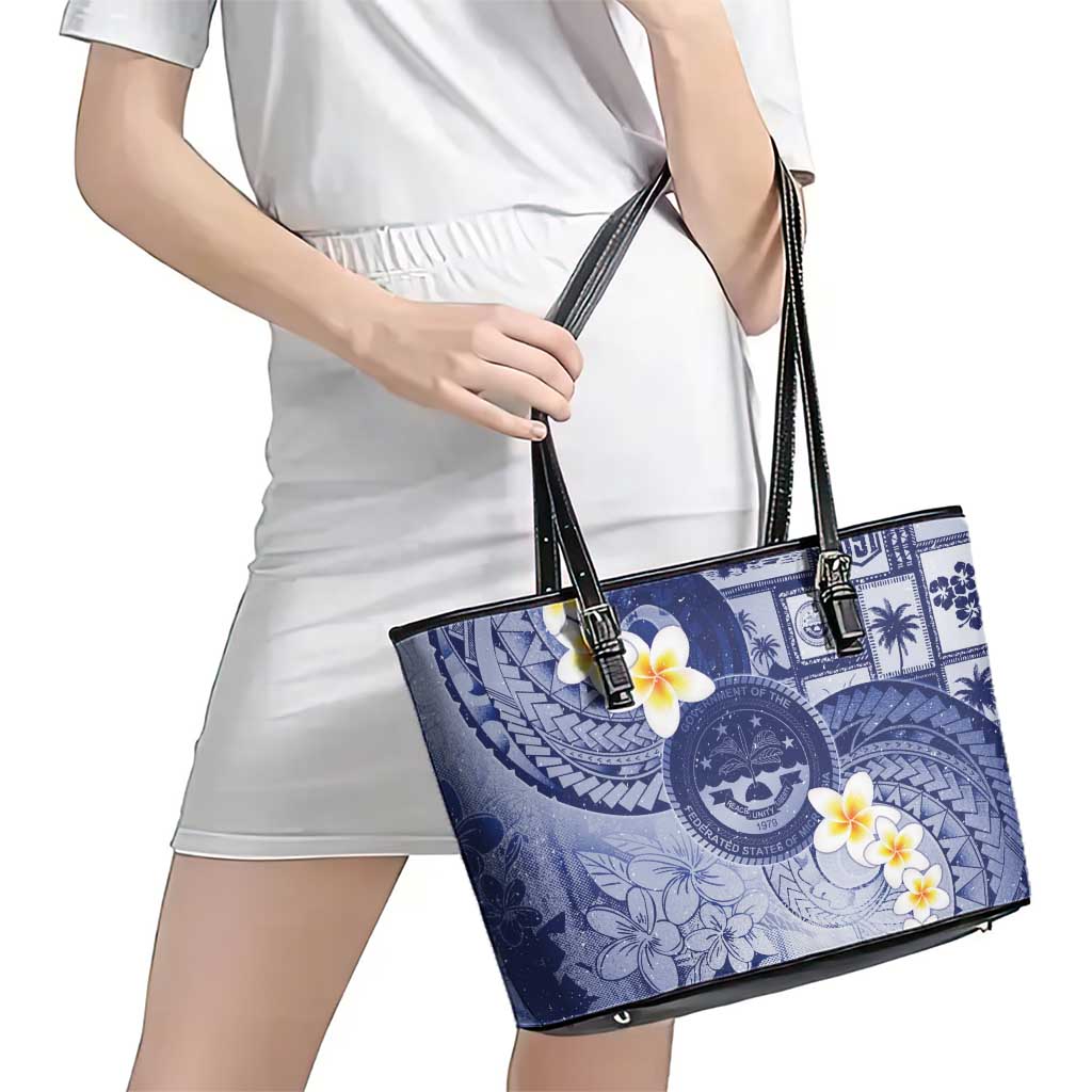 Federated States Of Micronesia Christmas Leather Tote Bag Retro Style Dark Version LT05 - Polynesian Pride