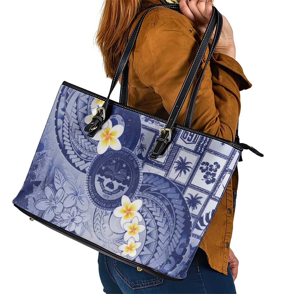 Federated States Of Micronesia Christmas Leather Tote Bag Retro Style Dark Version LT05 - Polynesian Pride