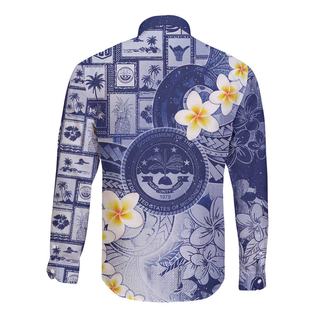 Federated States Of Micronesia Christmas Long Sleeve Button Shirt Retro Style Dark Version LT05 - Polynesian Pride