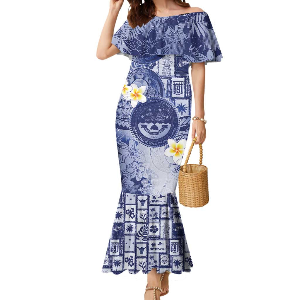 Federated States Of Micronesia Christmas Mermaid Dress Retro Style Dark Version LT05 Women Navy - Polynesian Pride