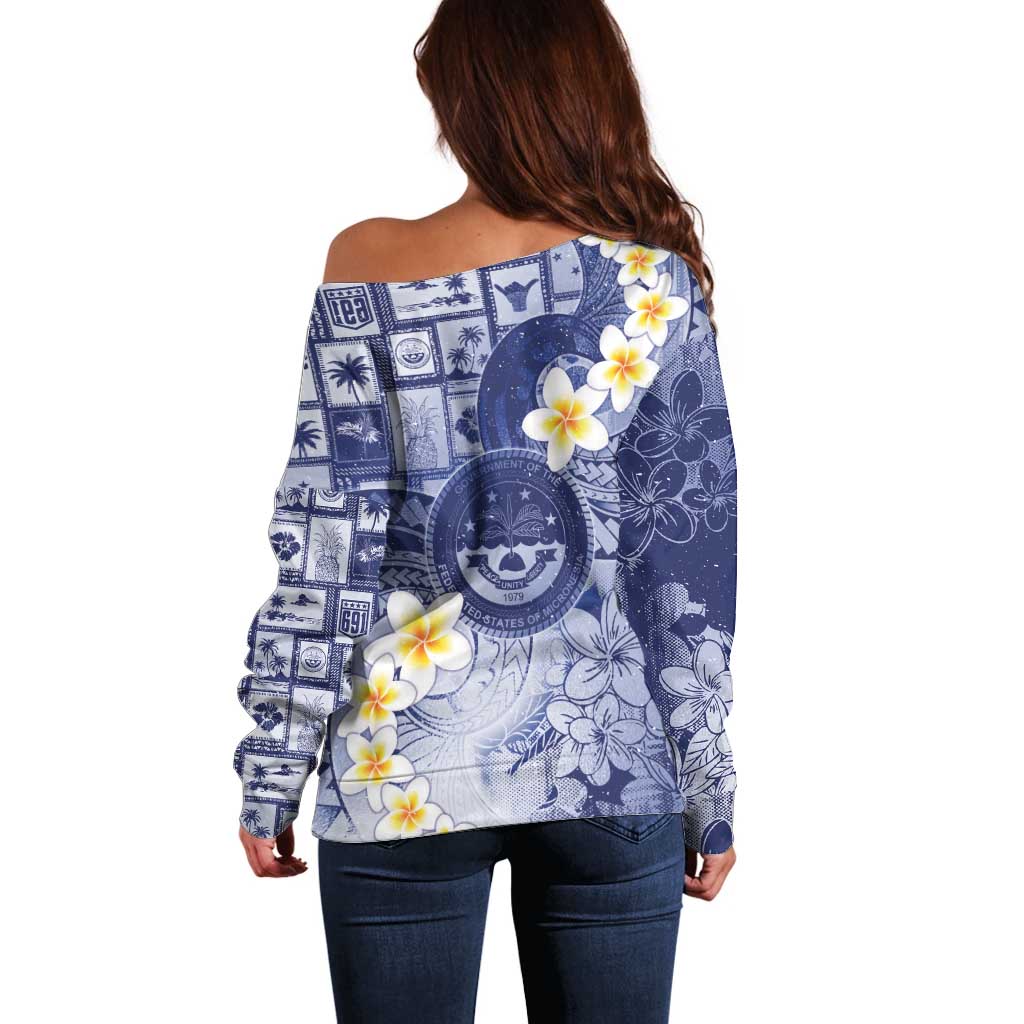 Federated States Of Micronesia Christmas Off Shoulder Sweater Retro Style Dark Version LT05 - Polynesian Pride