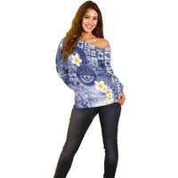 Federated States Of Micronesia Christmas Off Shoulder Sweater Retro Style Dark Version LT05 - Polynesian Pride