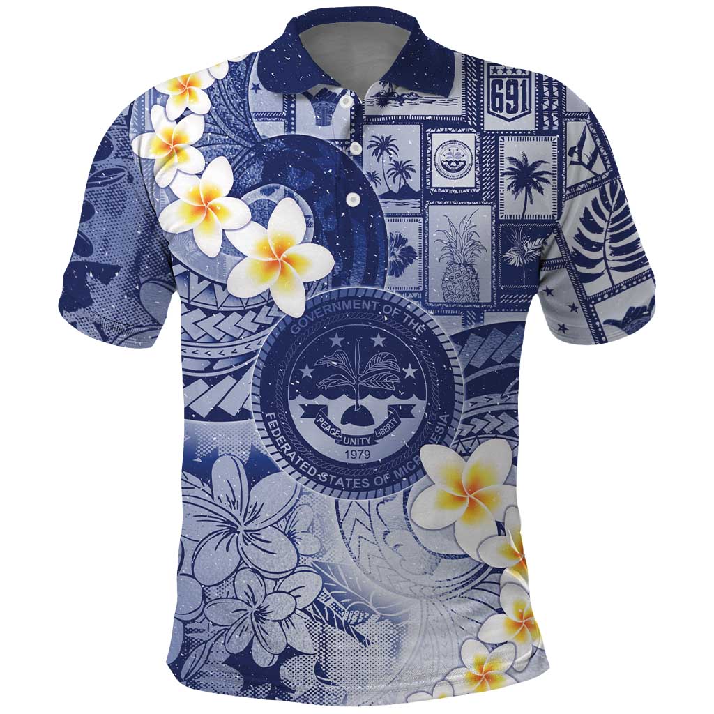 Federated States Of Micronesia Christmas Polo Shirt Retro Style Dark Version LT05 Navy - Polynesian Pride