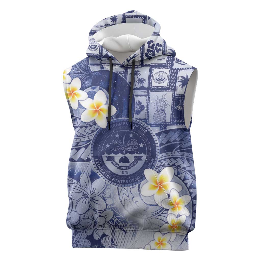 Federated States Of Micronesia Christmas Sleeveless Hoodie Retro Style Dark Version LT05 Navy - Polynesian Pride