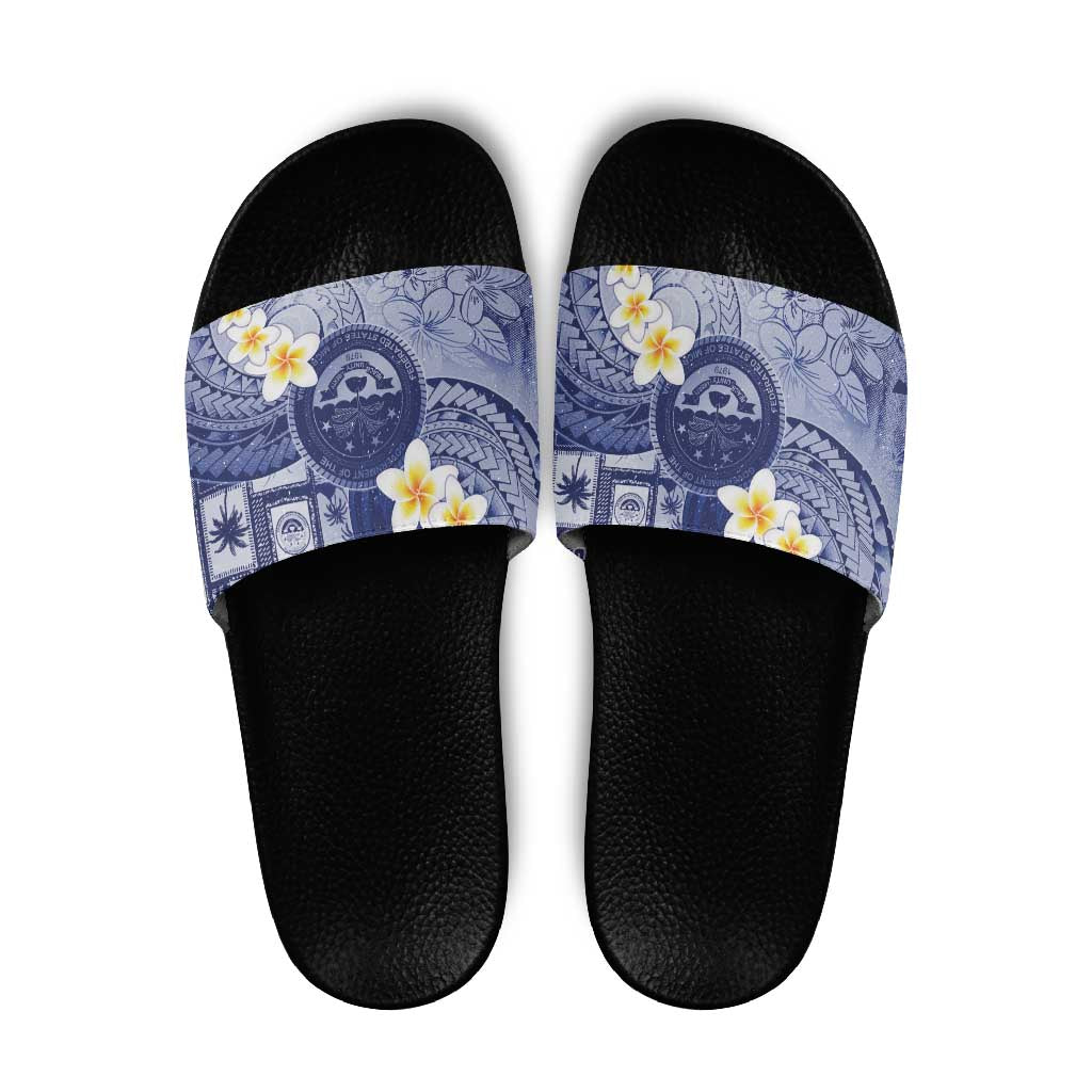 Federated States Of Micronesia Christmas Slide Sandals Retro Style Dark Version LT05 Navy - Polynesian Pride