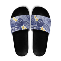 Federated States Of Micronesia Christmas Slide Sandals Retro Style Dark Version LT05 Navy - Polynesian Pride