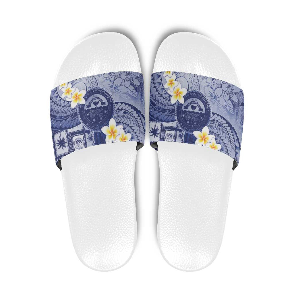 Federated States Of Micronesia Christmas Slide Sandals Retro Style Dark Version LT05 Navy - Polynesian Pride