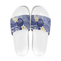 Federated States Of Micronesia Christmas Slide Sandals Retro Style Dark Version LT05 Navy - Polynesian Pride