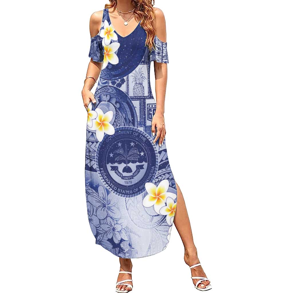 Federated States Of Micronesia Christmas Summer Maxi Dress Retro Style Dark Version LT05 Women Navy - Polynesian Pride