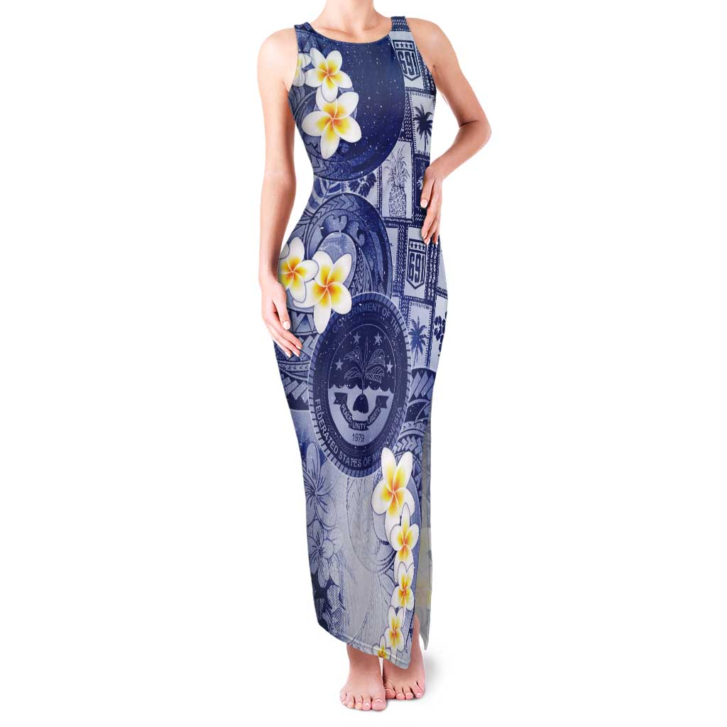Federated States Of Micronesia Christmas Tank Maxi Dress Retro Style Dark Version LT05 Women Navy - Polynesian Pride