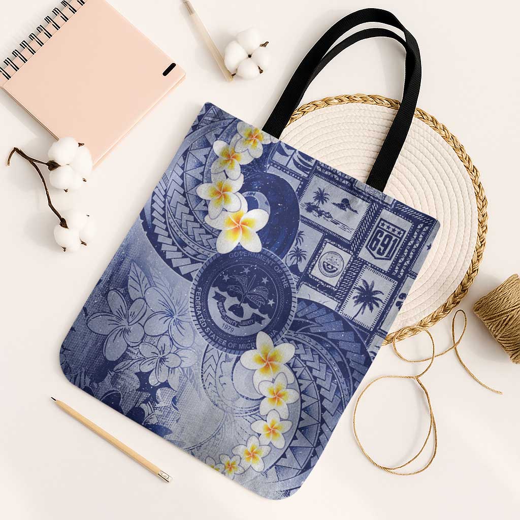 Federated States Of Micronesia Christmas Tote Bag Retro Style Dark Version LT05 Black Strap One Size Navy - Polynesian Pride
