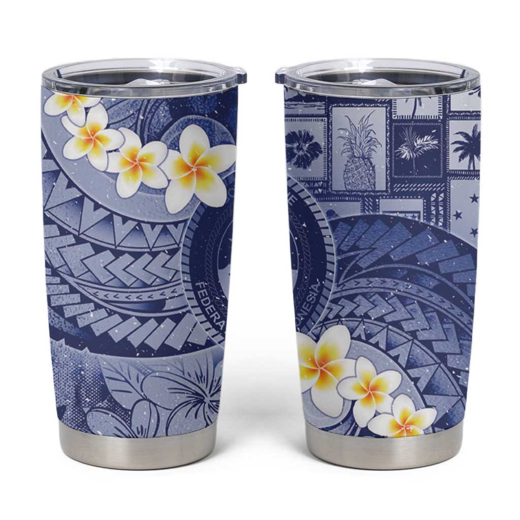 Federated States Of Micronesia Christmas Tumbler Cup Retro Style Dark Version LT05 Navy - Polynesian Pride