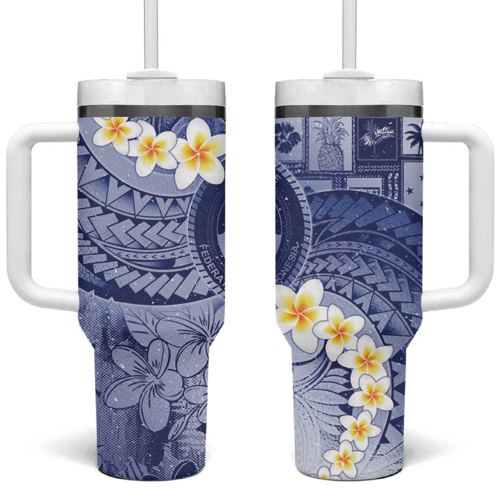 Federated States Of Micronesia Christmas Tumbler With Handle Retro Style Dark Version LT05 One Size: 40 oz Navy - Polynesian Pride