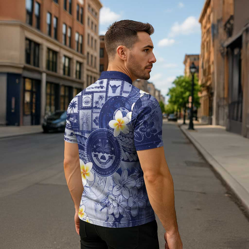 Federated States Of Micronesia Christmas Zipper Polo Shirt Retro Style Dark Version LT05 - Polynesian Pride