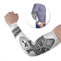 Personalised Melanesian Brotherhood Arm Sleeves With Tribal Pattern LT05 Set of 2 White - Polynesian Pride