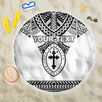 Personalised Melanesian Brotherhood Beach Blanket With Tribal Pattern LT05 One Size 150cm White - Polynesian Pride