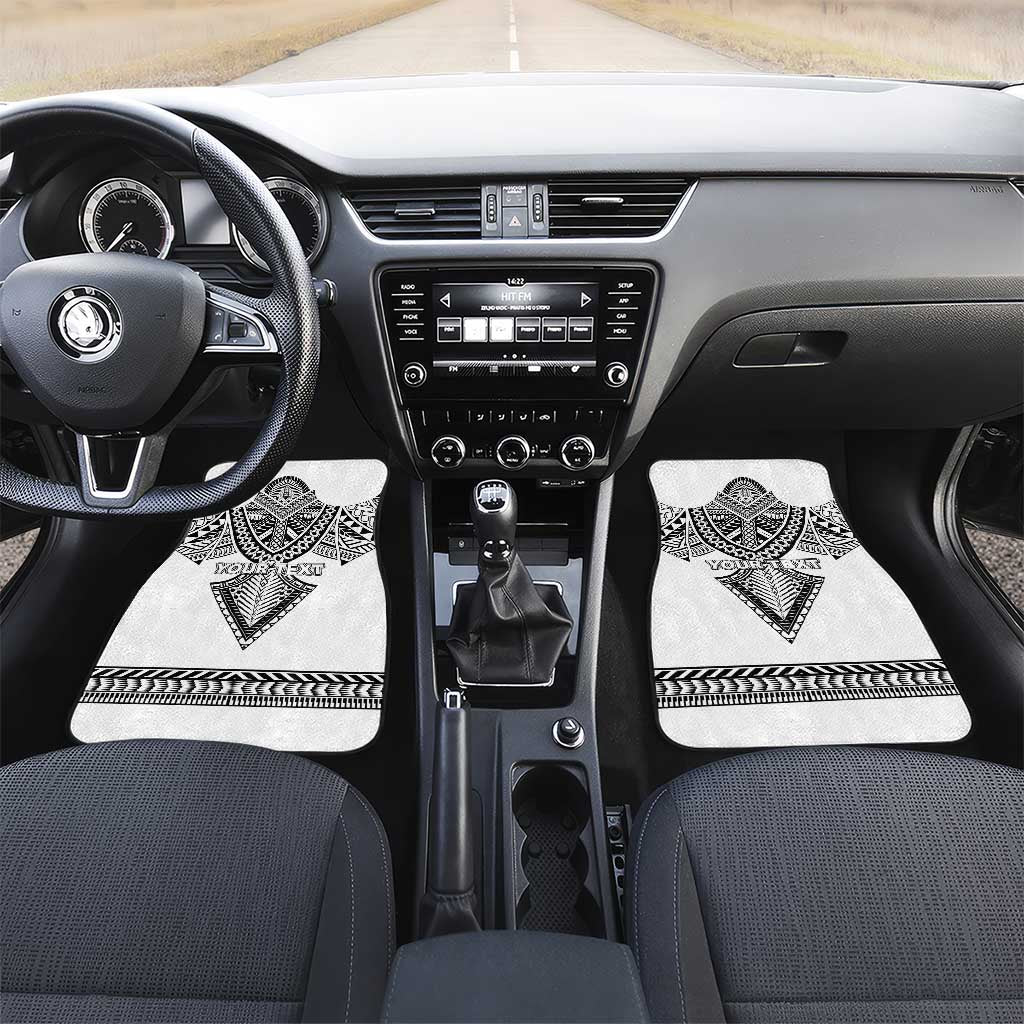 Personalised Melanesian Brotherhood Car Mats With Tribal Pattern LT05 Set 2pcs - Front White - Polynesian Pride